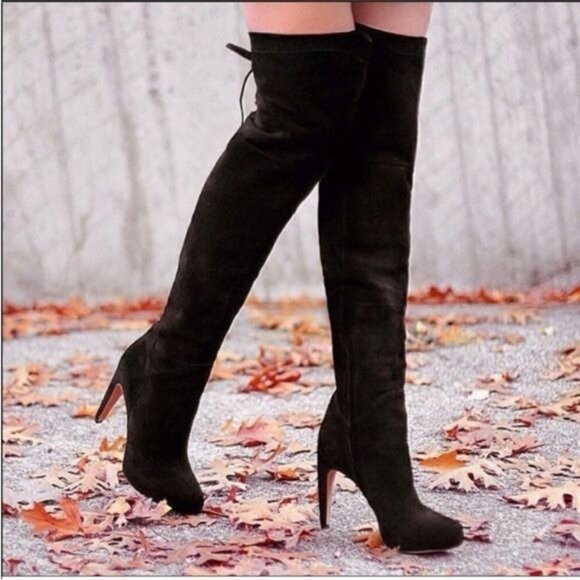 SAM EDELMAN Kayla Over the Knee heeled Suede Black Boot 8 - Picture 1 of 10